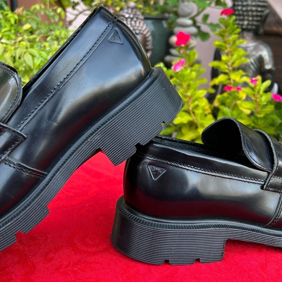 🏴󠁧󠁢󠁥󠁮󠁧󠁿 Dr. Martens MIE Mono Black Chunky Block Heel Penny Loafers UK 7 - Picture 6 of 17